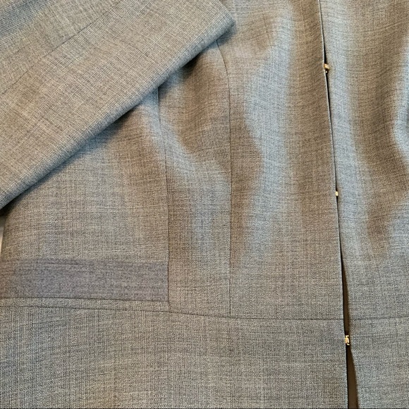 Boss Jamyva Stretch Virgin Wool Cropped Blazer Jacket Career Grey Size 12 - Picture 8 of 11
